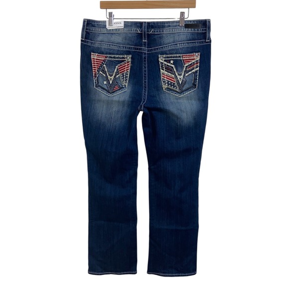 Vigoss NWT Heritage Fit Slim Boot Jeans American Flag Patriotic Embellished 18 - Picture 1 of 14